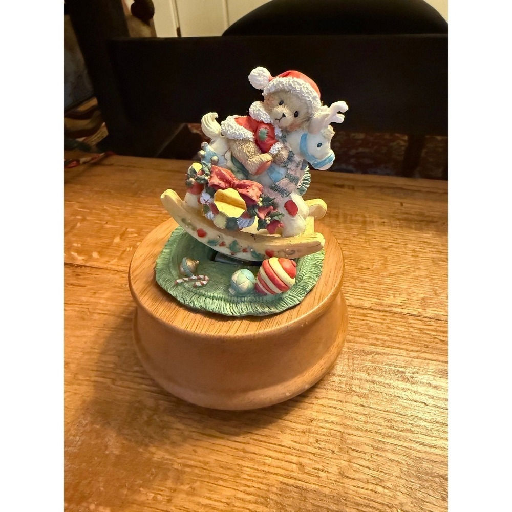 Vtg 1992 Cherished Teddies Christmas Music Box (#950815)-Enesco